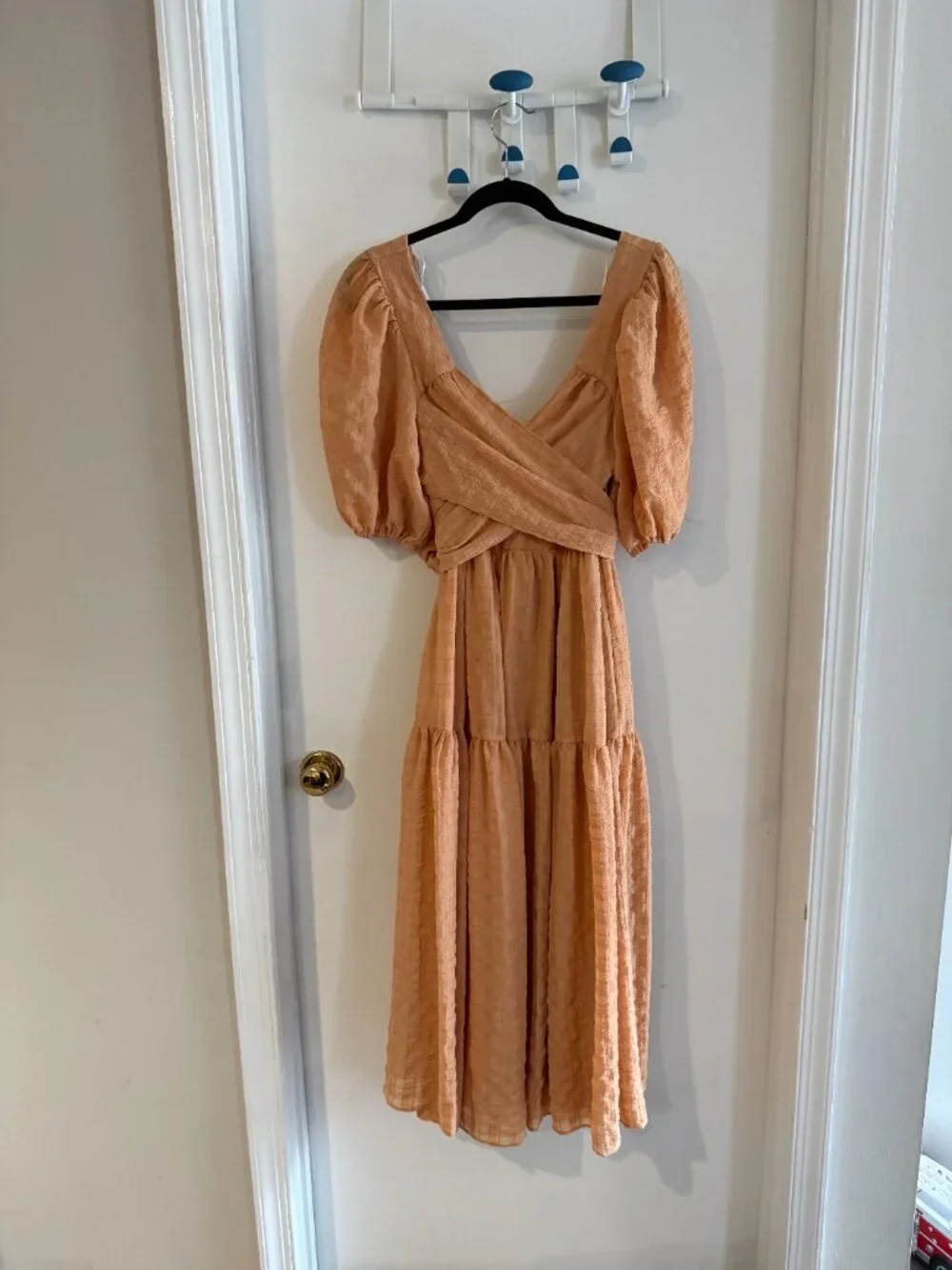 LuLu's Midi Orange Tie Front Dress XL - Picture 3 of 5